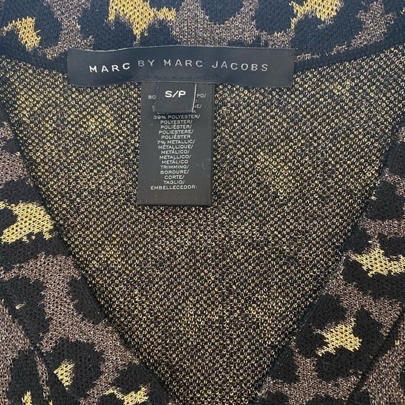 MARC JACOBS-  leopard pattern gold lurex cardigan Size S - Picture 3 of 10